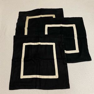 Pottery Barn textured linen 3 pillow covers black w/cream frame